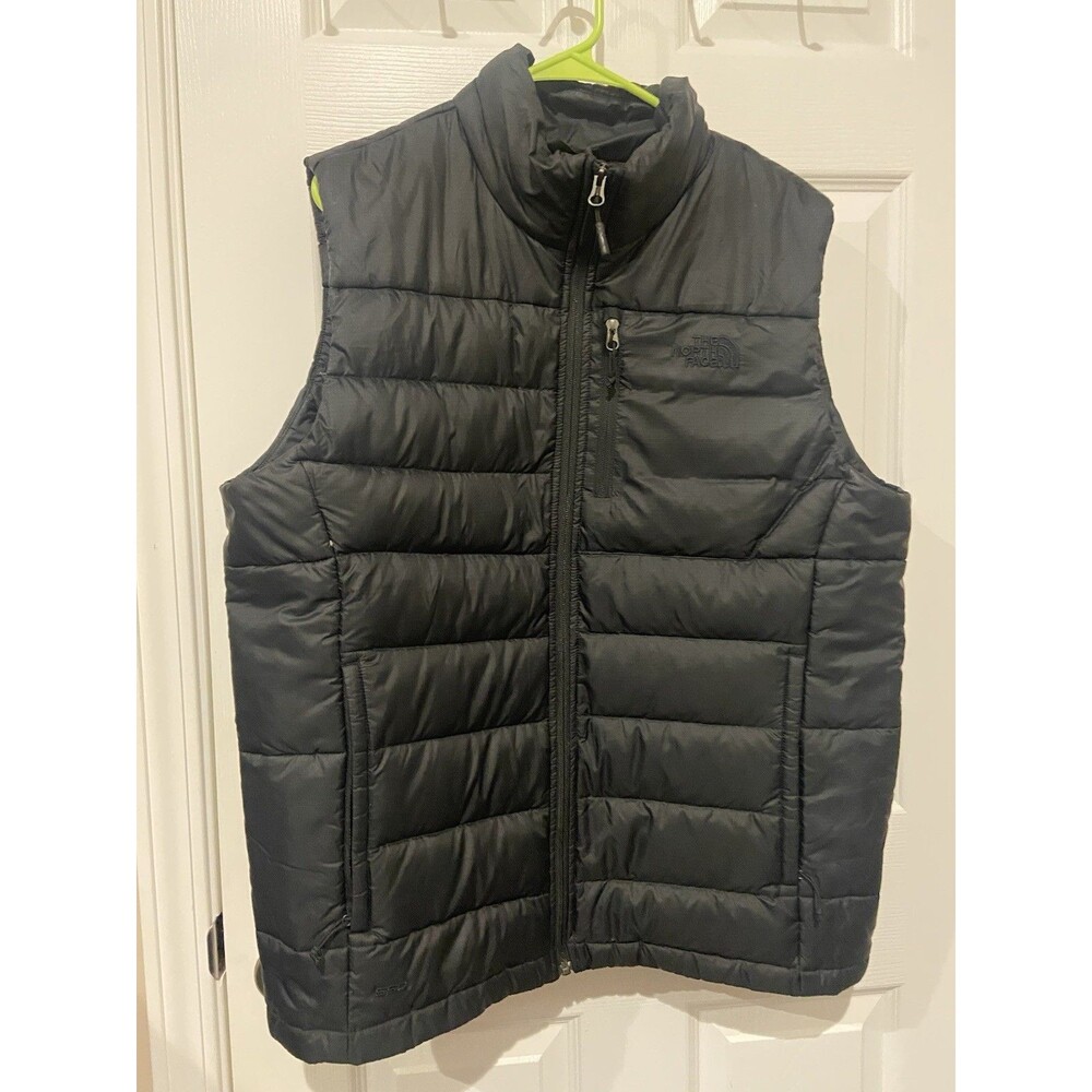 The North Face Men’s Black Down Puffer Vest Full Zip Zipped Pockets Size L